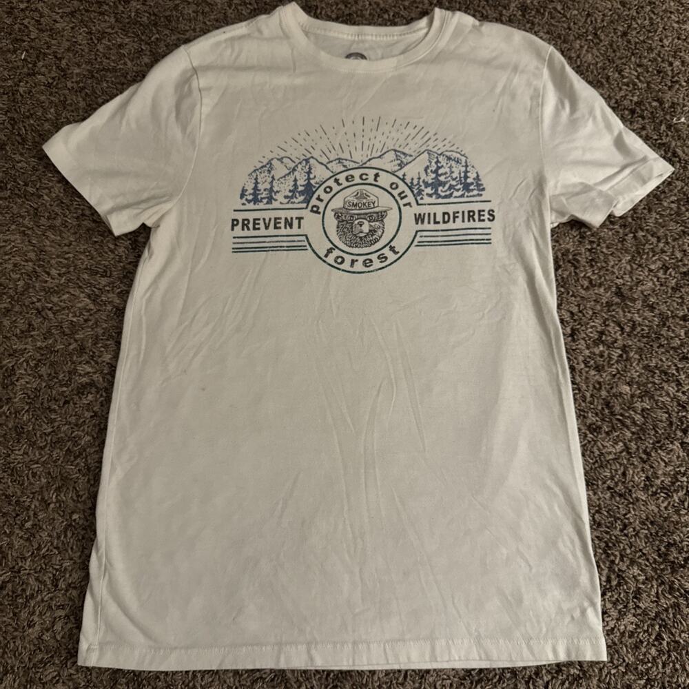 NWT Goodfellow Men's Short Sleeves 'Prevent Forest Fires' -Size S SMOKY THE BEAR